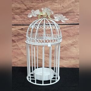 White Decorative Birdcage with Crystal Accents
